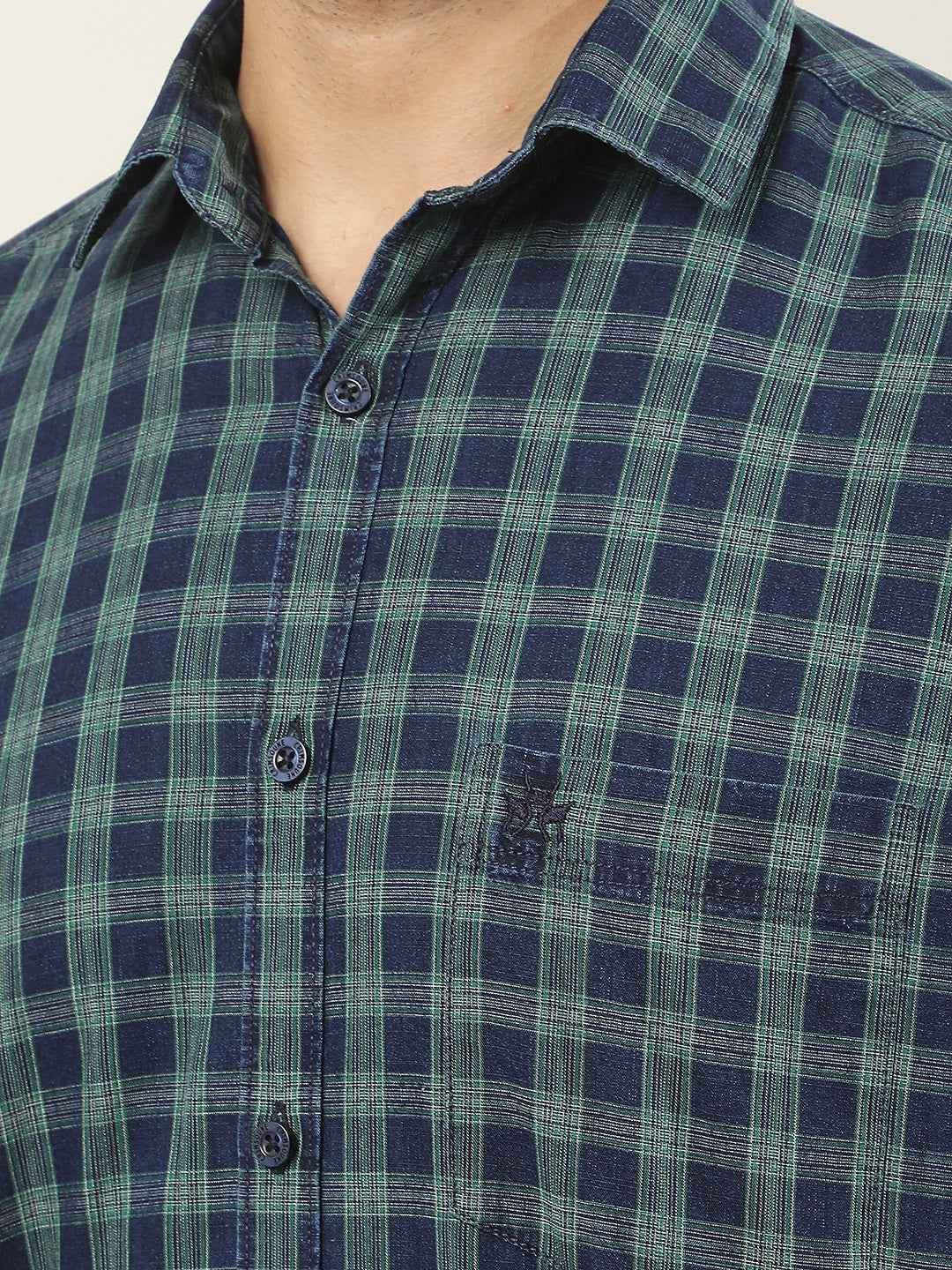 Green Checked 100% Cotton Shirt
