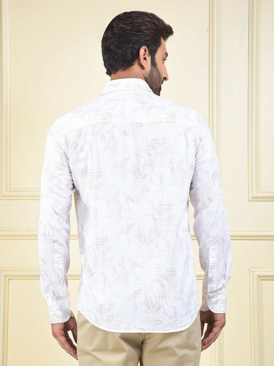 White Floral Print 100% Cotton Shirt