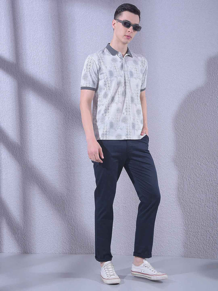 Beige Printed Accent T-Shirt