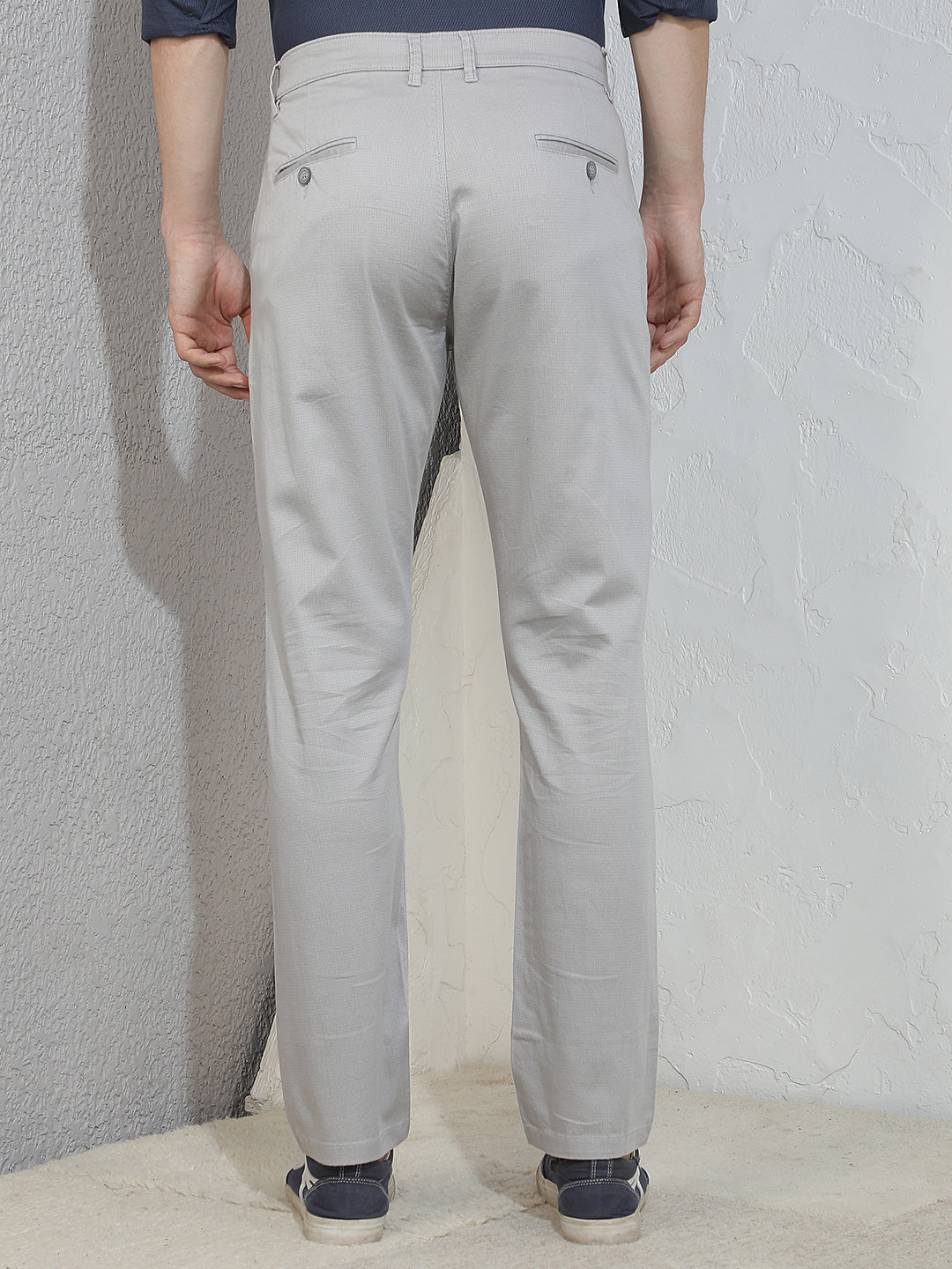 Classic Charcoal Grey Printed Trousers