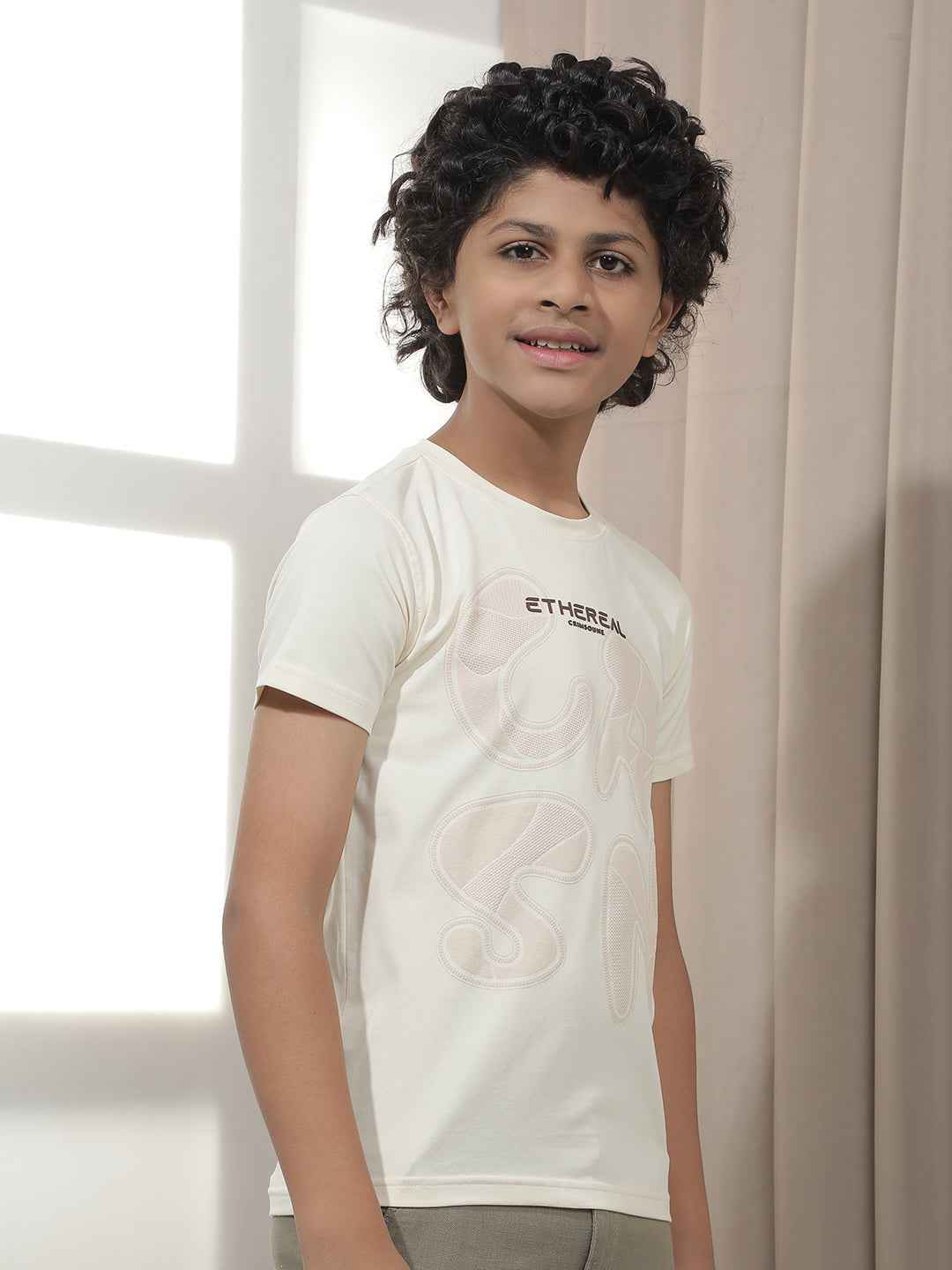 Cream Graphic Print T-Shirt