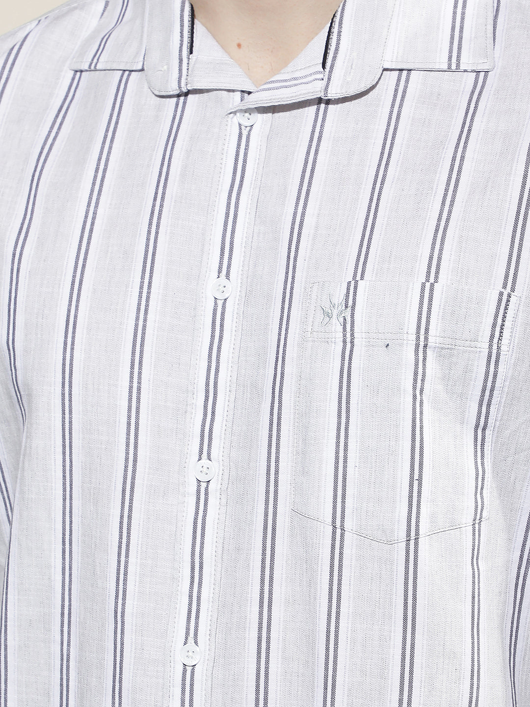 Grey Vertical Stripes 100% Cotton Shirt