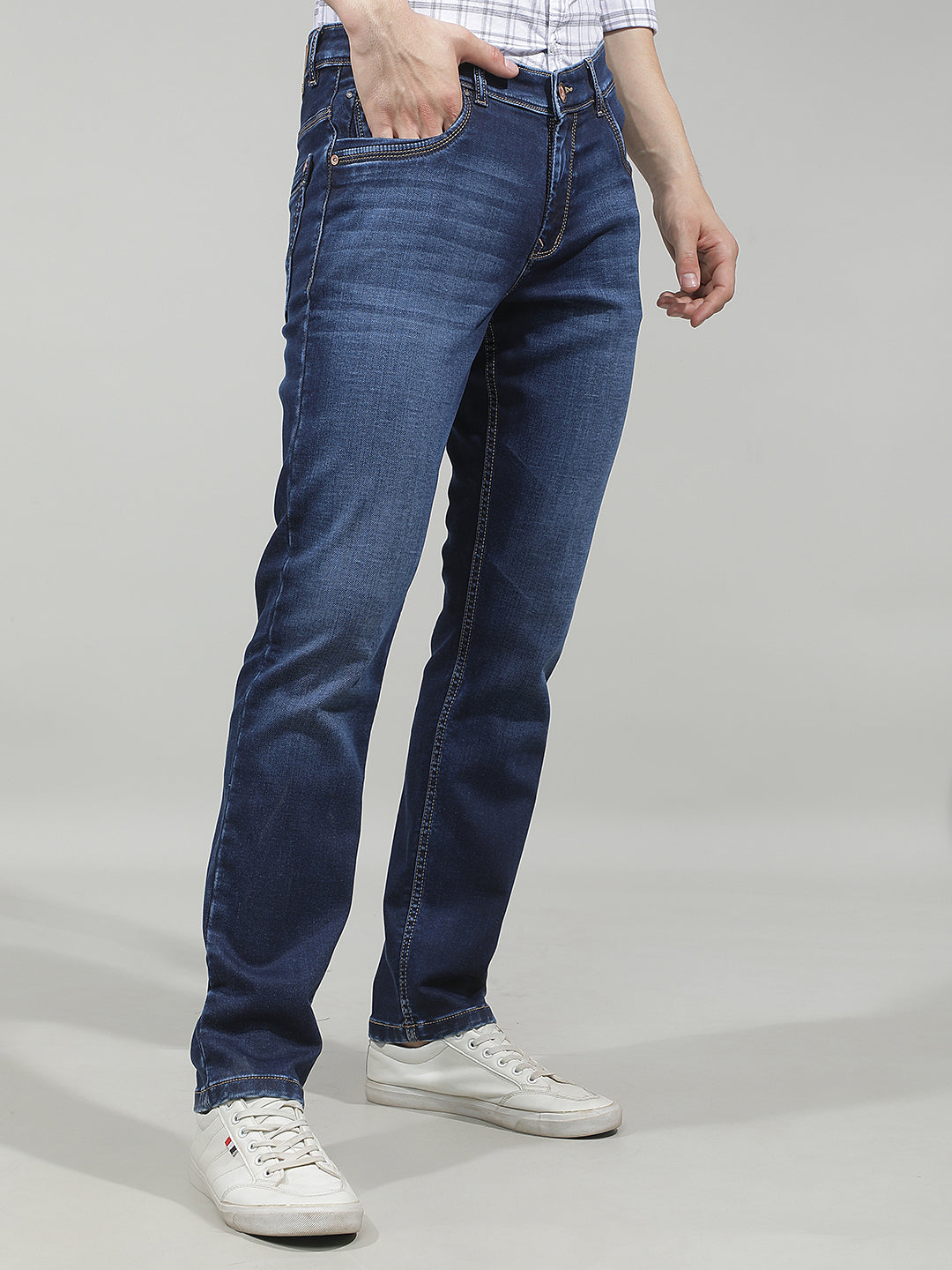 Metallic Steel Blue Jeans