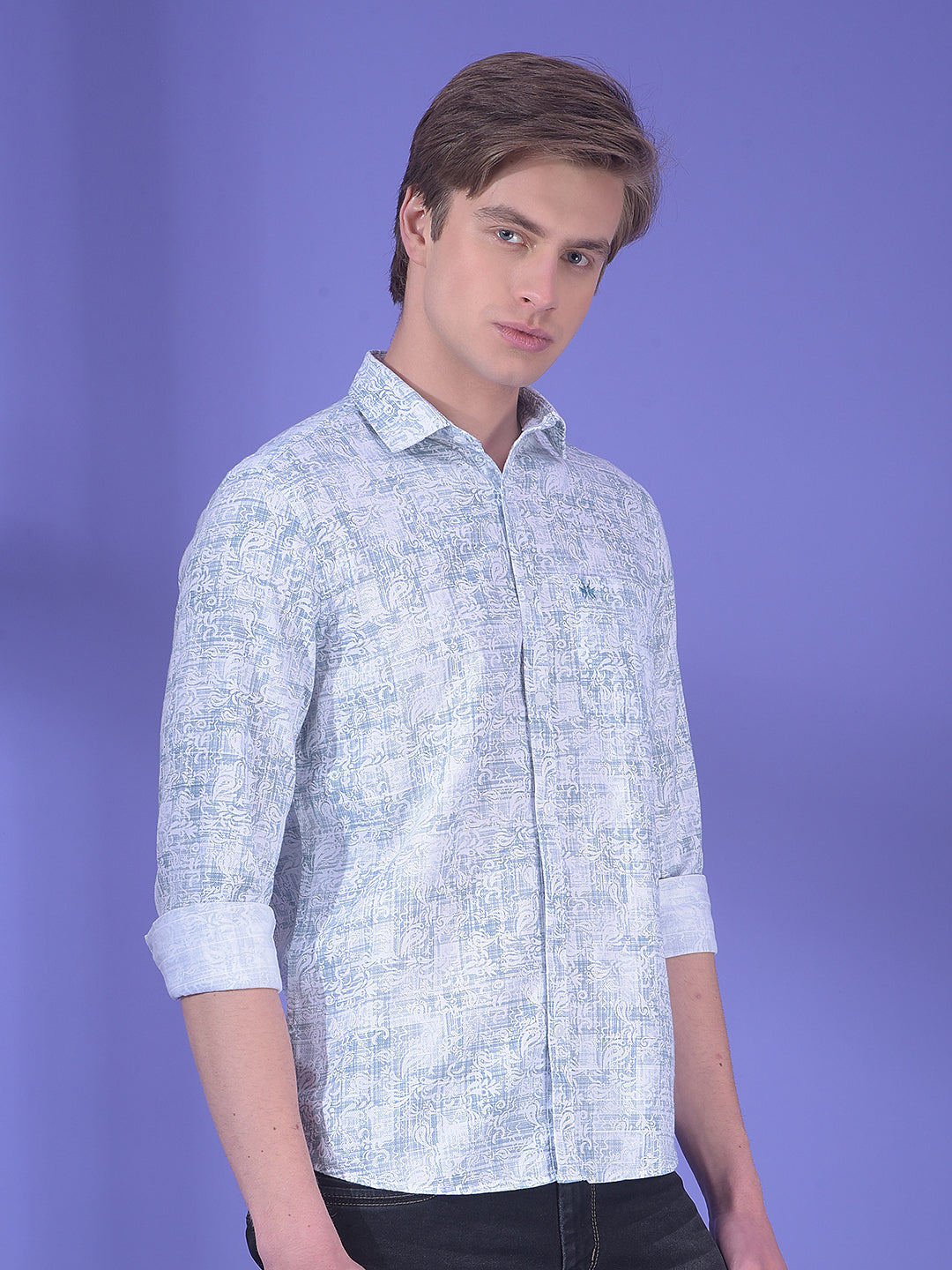 Green Printed 100% Cotton Shirt
