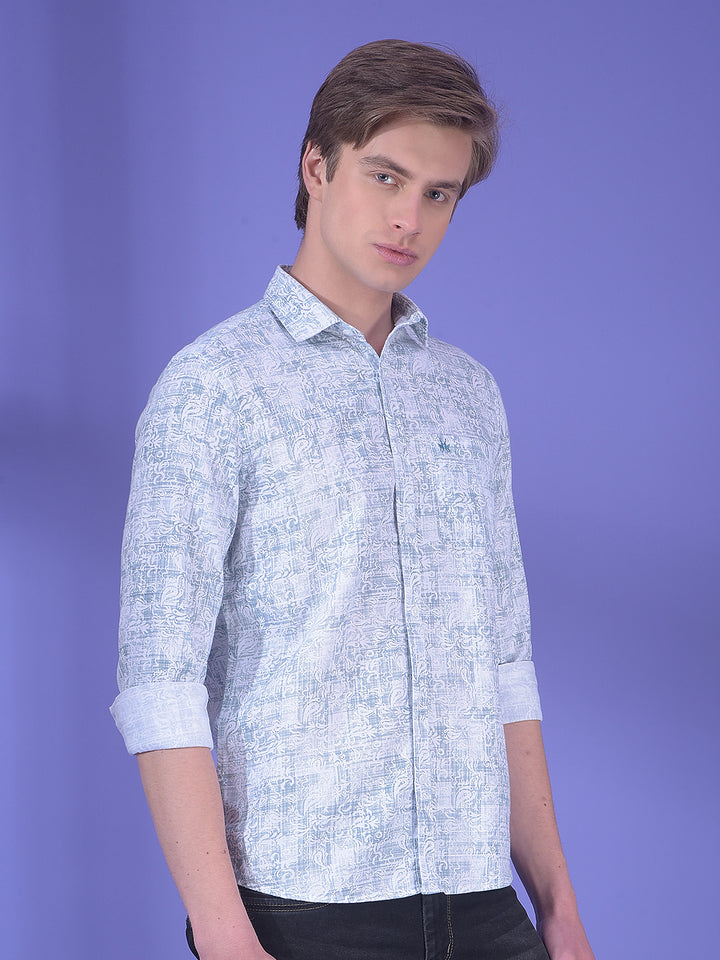 Green Printed 100% Cotton Shirt