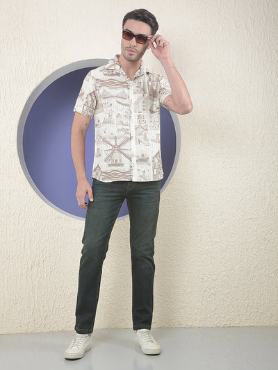 Vintage Harbor Printed Brown Shirt