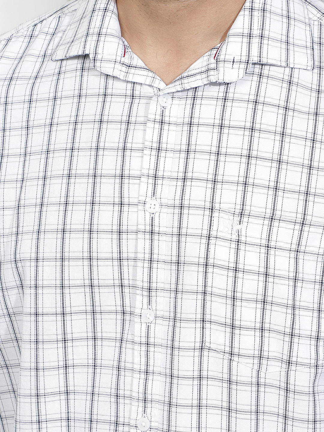 Chic Arctic White Checked Shirt