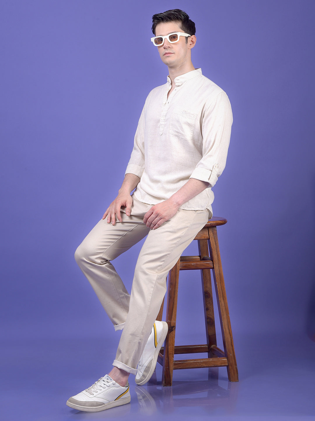 Off White Linen Kurta