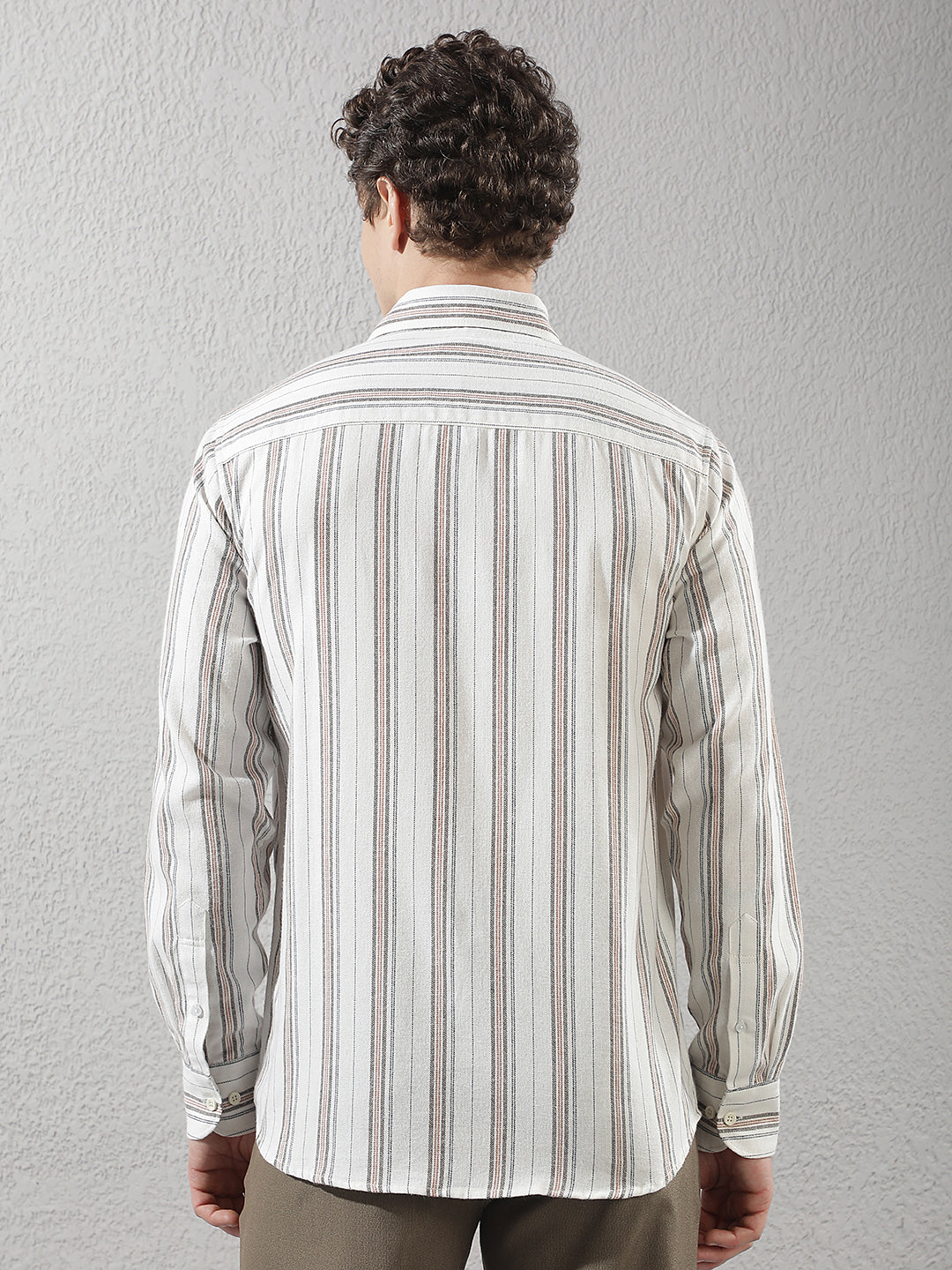 White 100% Cotton Verical Stripes Shirt