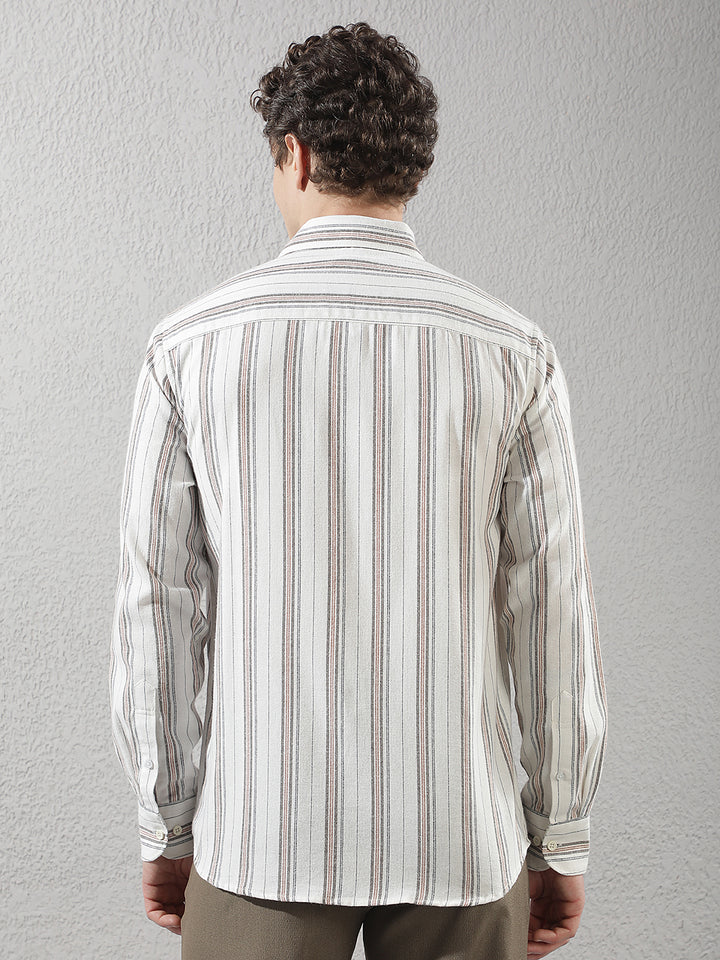 White 100% Cotton Verical Stripes Shirt