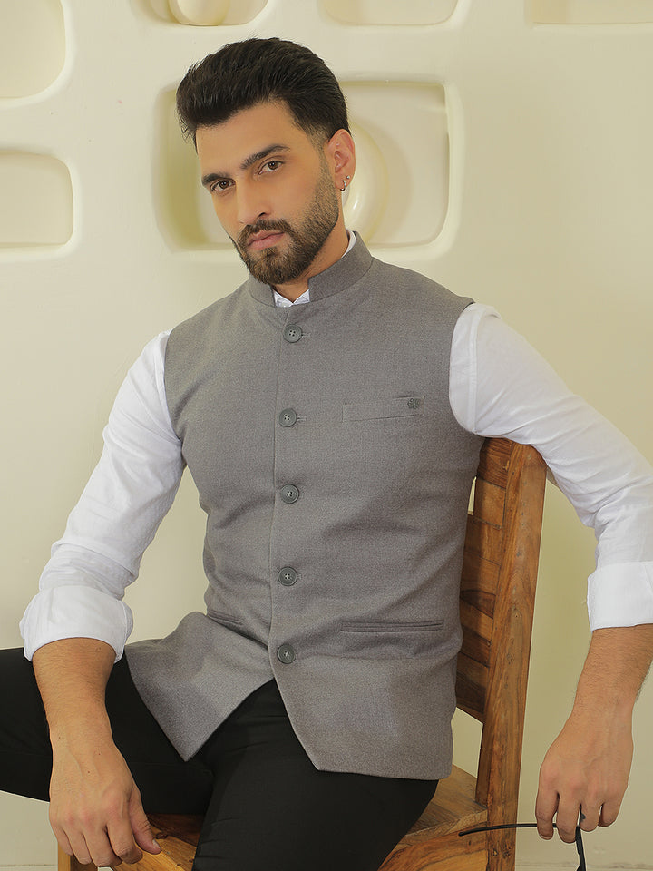 Minimalist Charcoal Grey Sleeveless Waistcoat