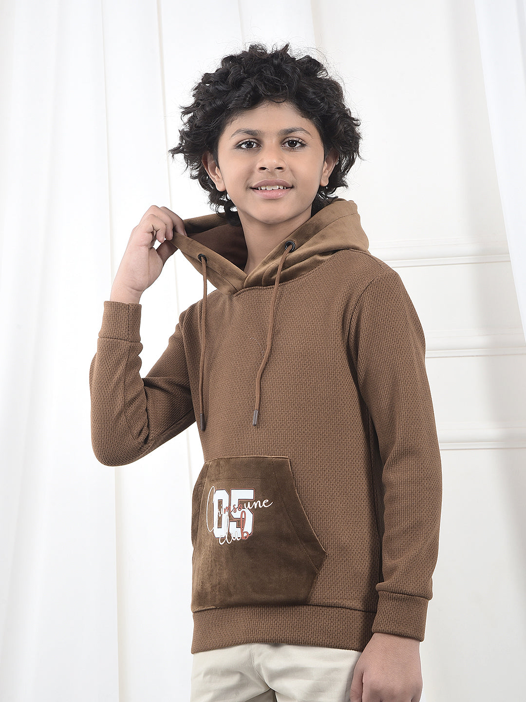 Brown Hooded Neck Sweatshirt