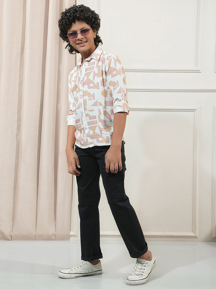 Peach Graphic Print Shirt