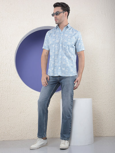 Blue Easy-Wear Straight Jeans