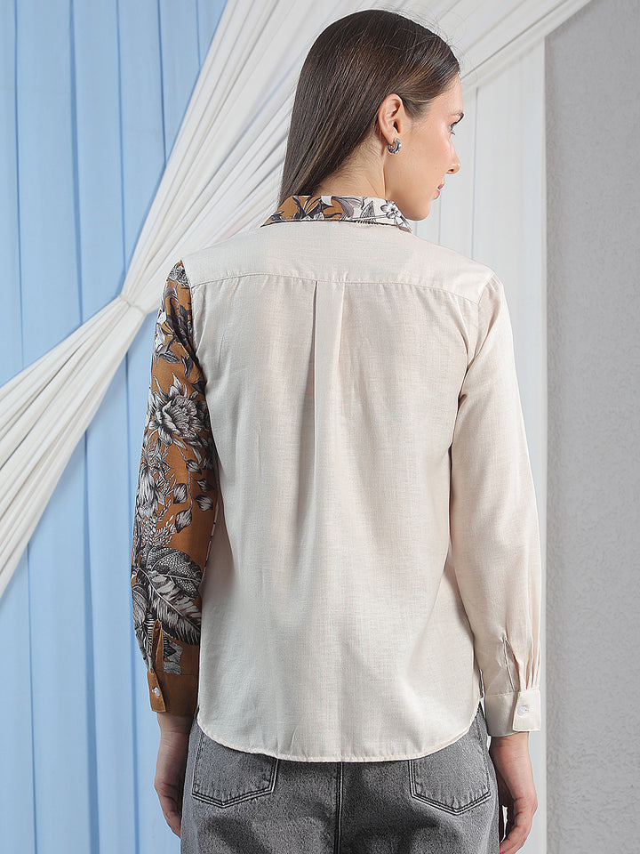 Brown Floral Print Shirt