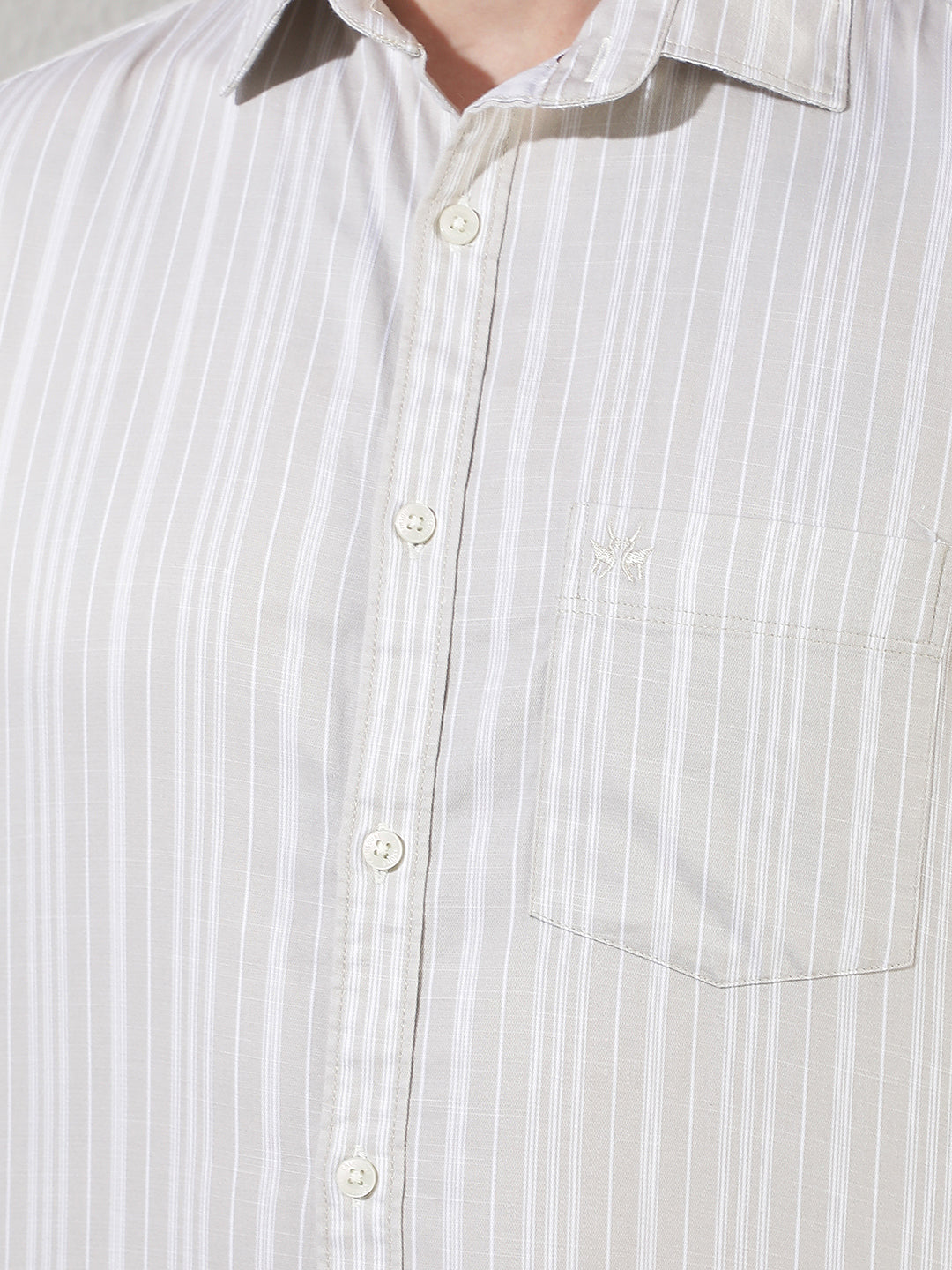 Beige Vertical Stripes Shirt
