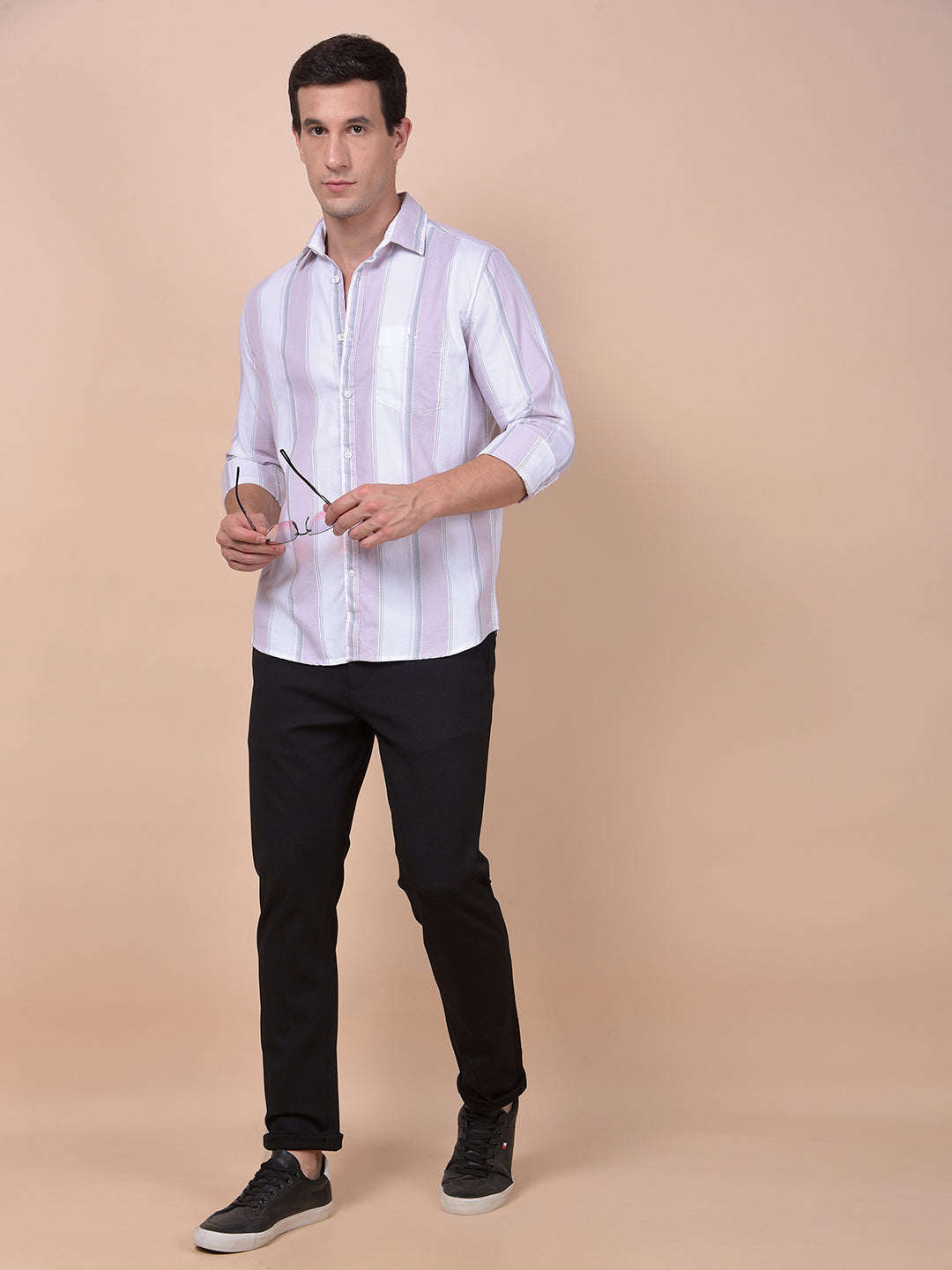 Pink Vertical Stripes 100% Cotton Shirt