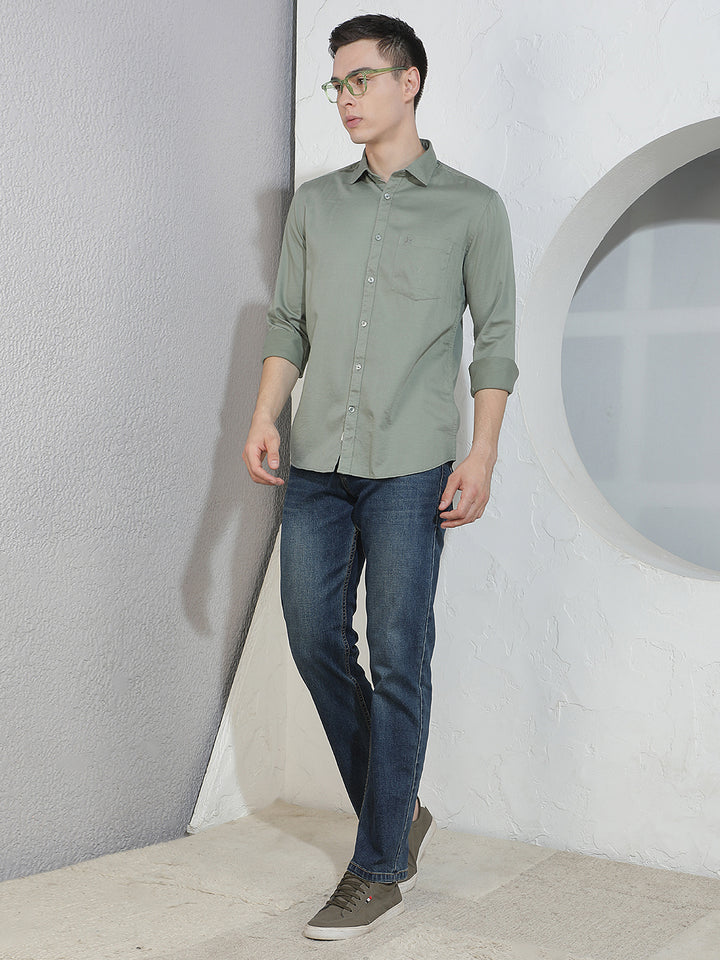 Structured Olive Emerald Green Shirt