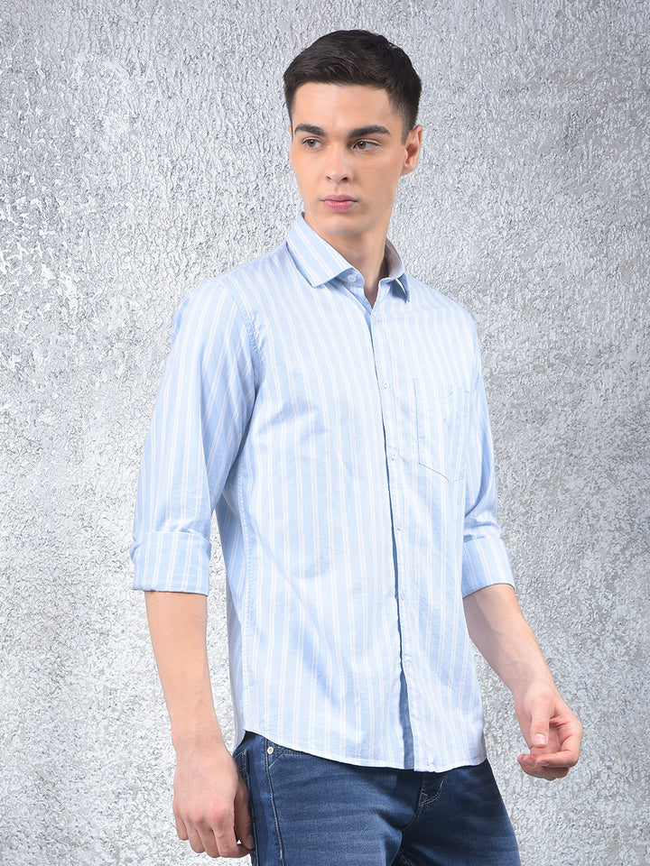 Blue Vertical Stripes 100% Cotton Shirt
