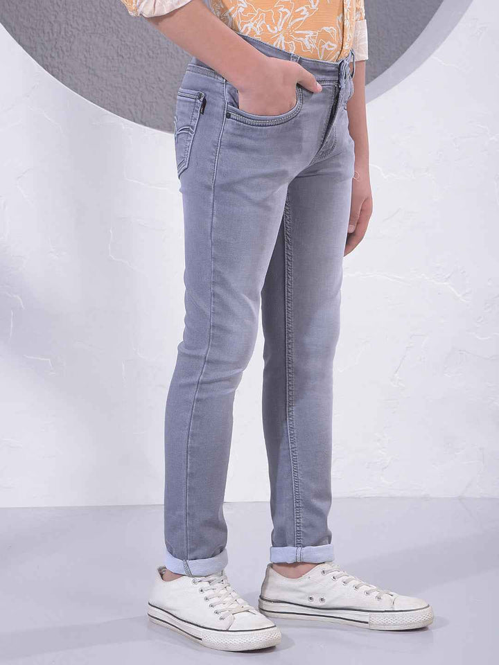 Mist Grey Contemporary Street Jeans