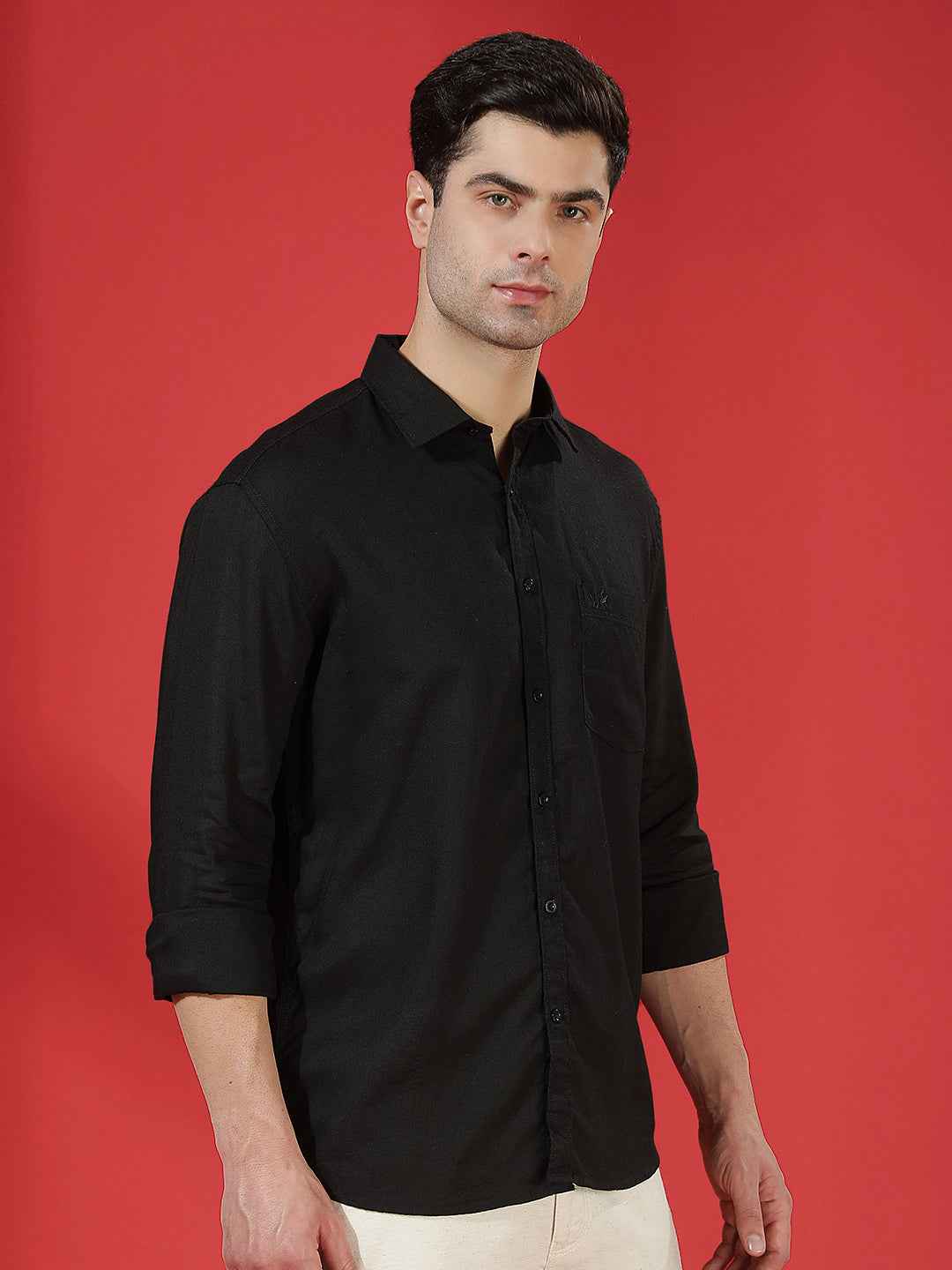 Black Lightweight Linen Summer Shirt