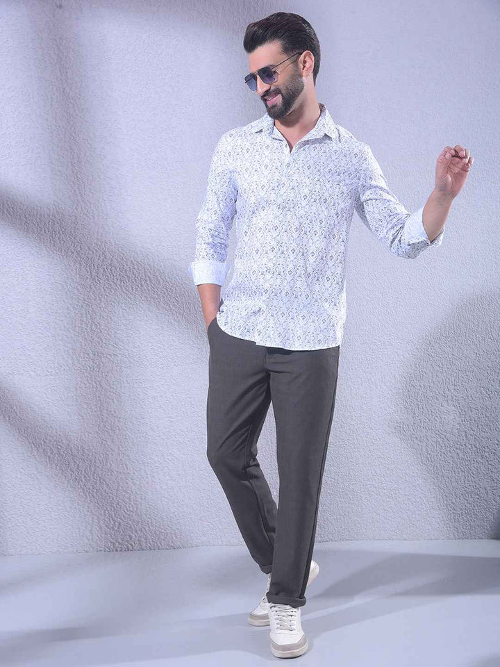 White Printed Modal Shirt
