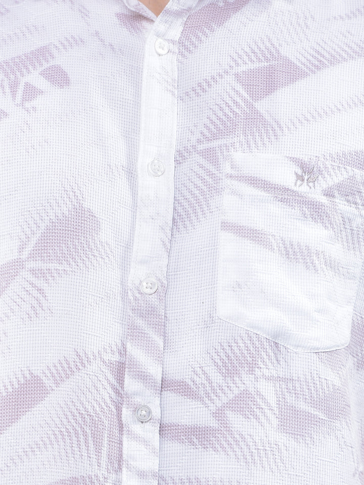 Beige Printed 100% Cotton Shirt