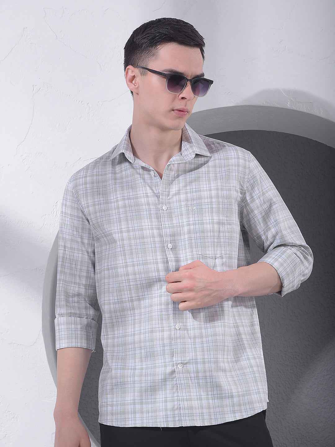 Green Checked 100% Cotton Shirt