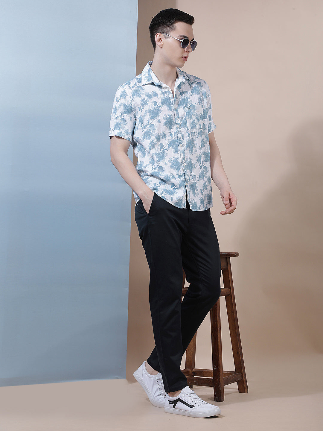 Green 100% Cotton Floral Printed Shirt