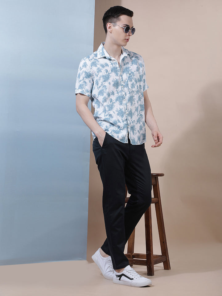 Green 100% Cotton Floral Printed Shirt