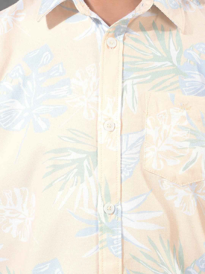 Yellow Floral Print 100% Cotton Shirt