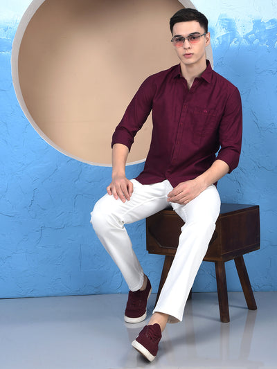 Maroon 100% Cotton Shirt
