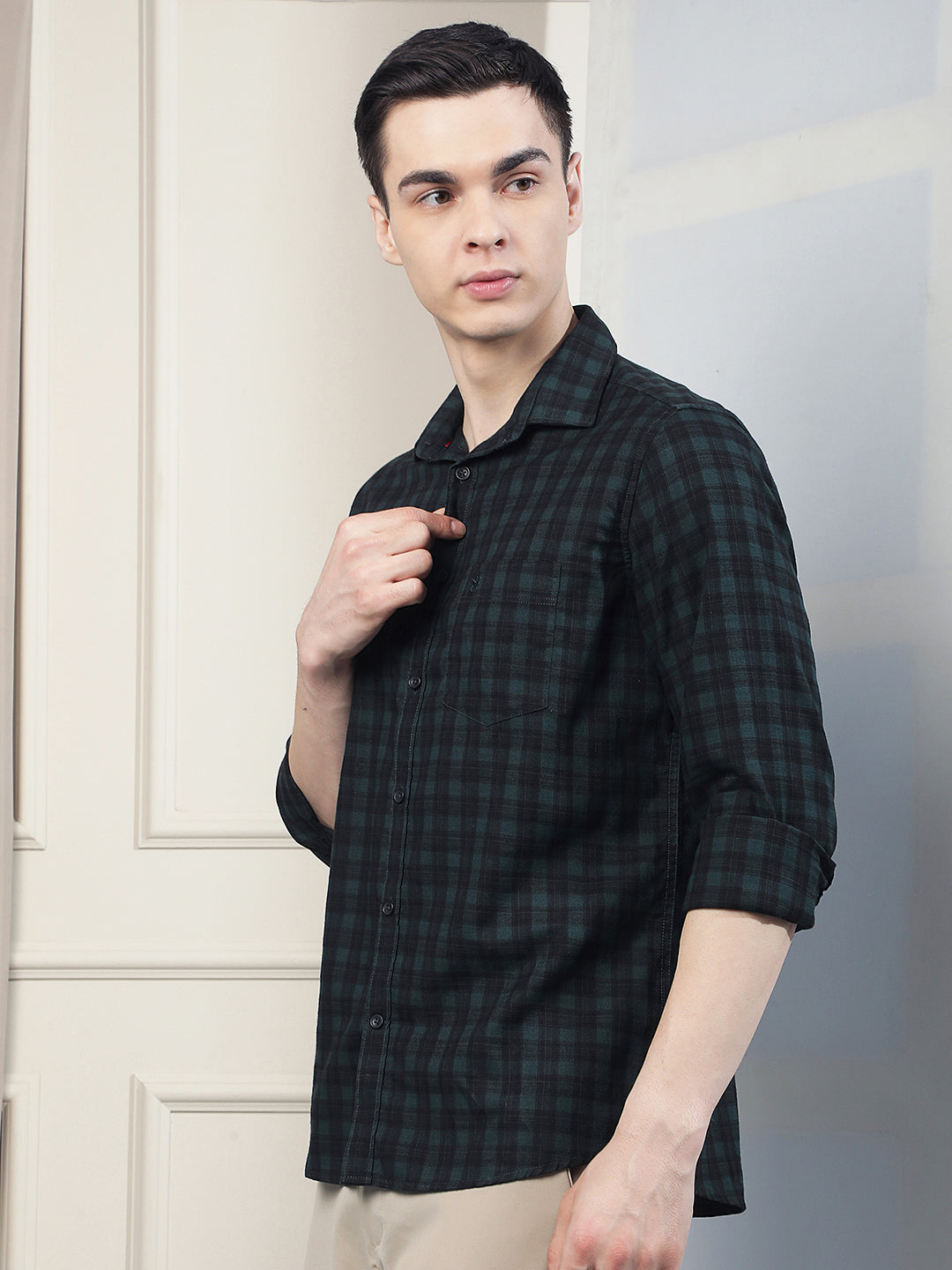 Green Checked 100% Cotton Shirt