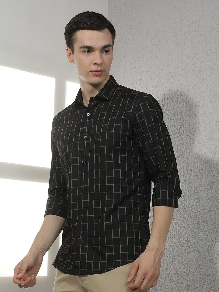 Black Checked 100% Cotton Shirt