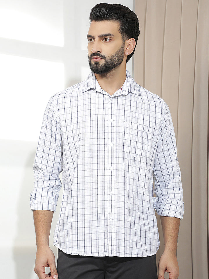 Chic Arctic White Checked Shirt
