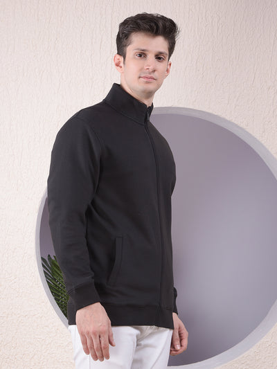 Solid Zip High Neck Jacket