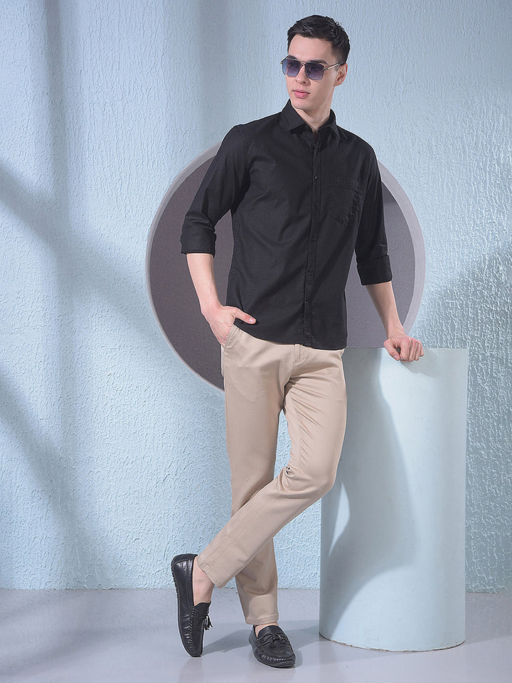 Midnight Black Textured Casual Shirt