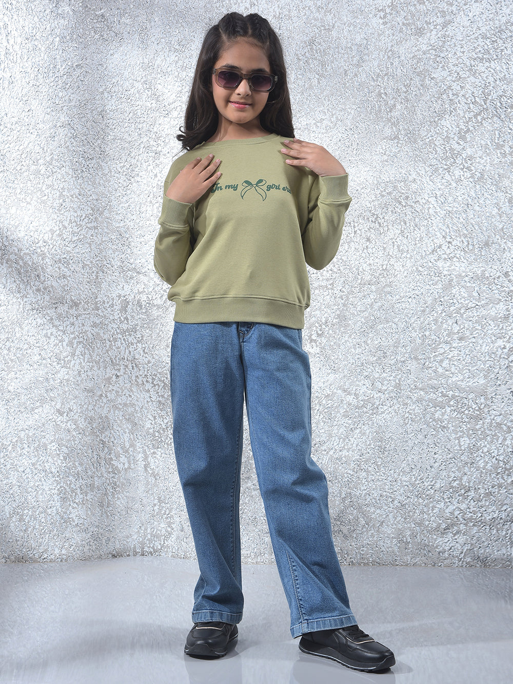Girl's Blue Wide-Leg Jeans-Girls Jeans-Crimsoune Club