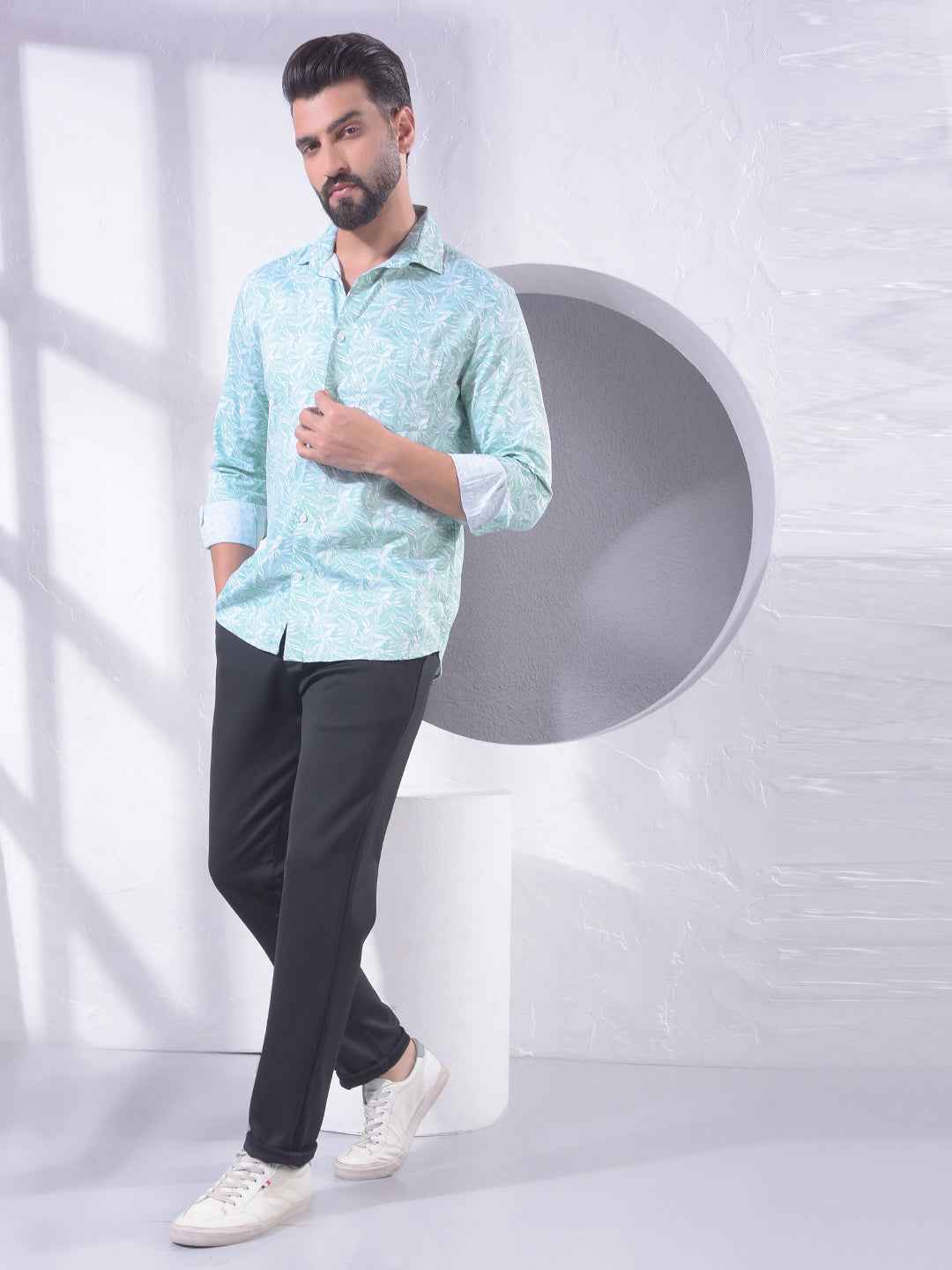 Green Floral Print Shirt