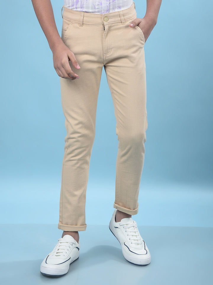Beige Printed Trousers