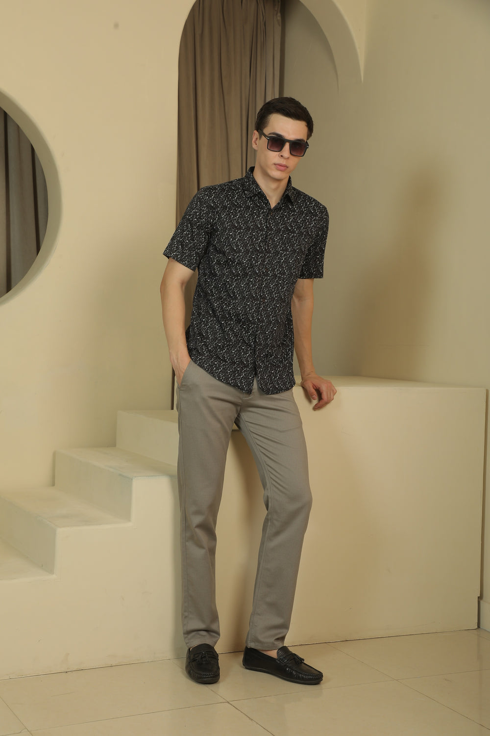 Black Printed 100% Cotton Shirt