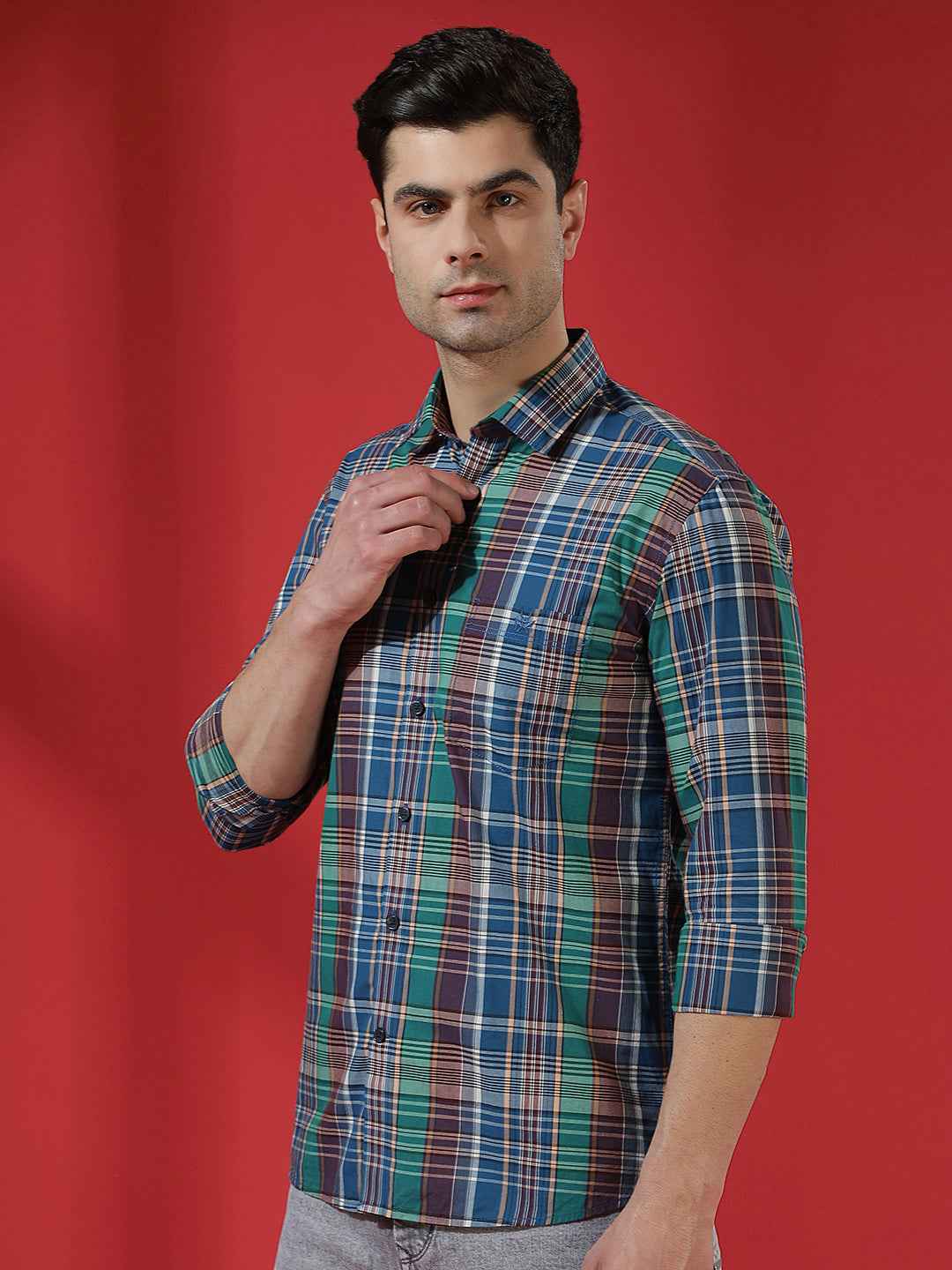 Multi-Color Checked 100% Cotton Shirt
