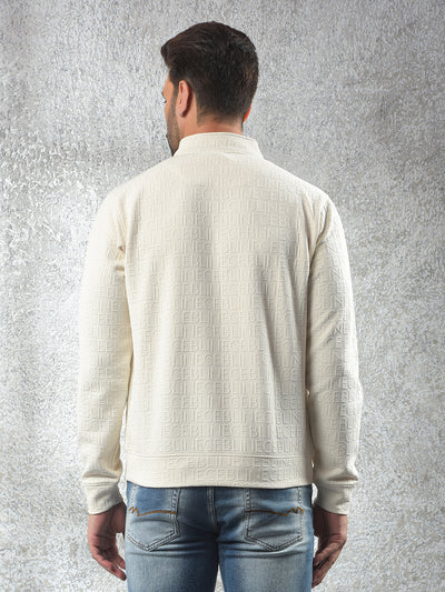 Cream Embossed Polo Sweatshirt