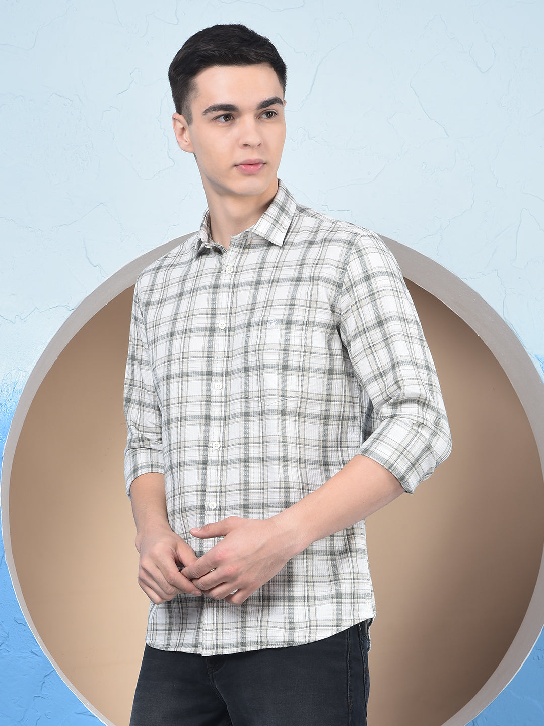 Grey Checked 100% Cotton Shirt