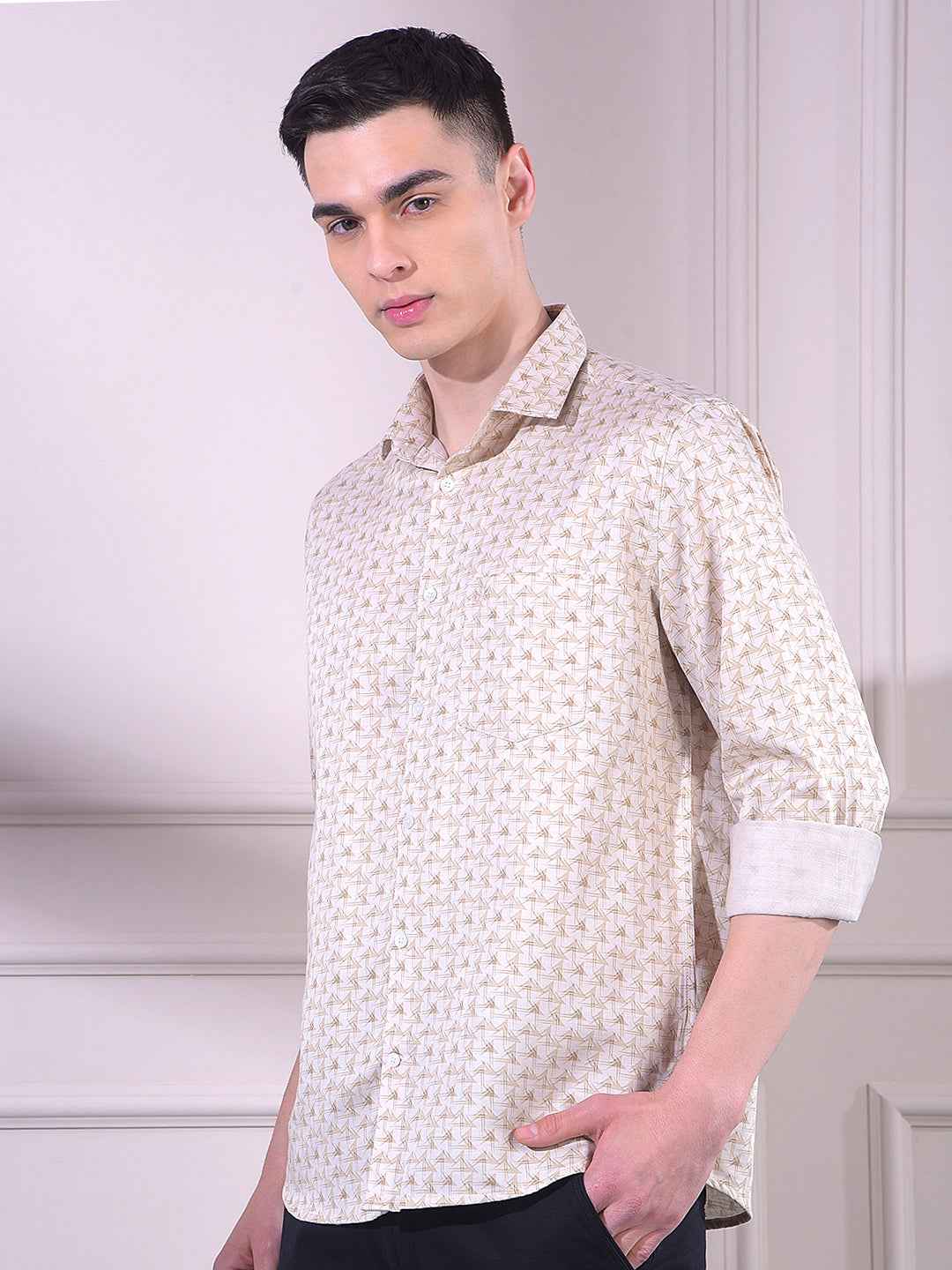 Beige Printed Shirt