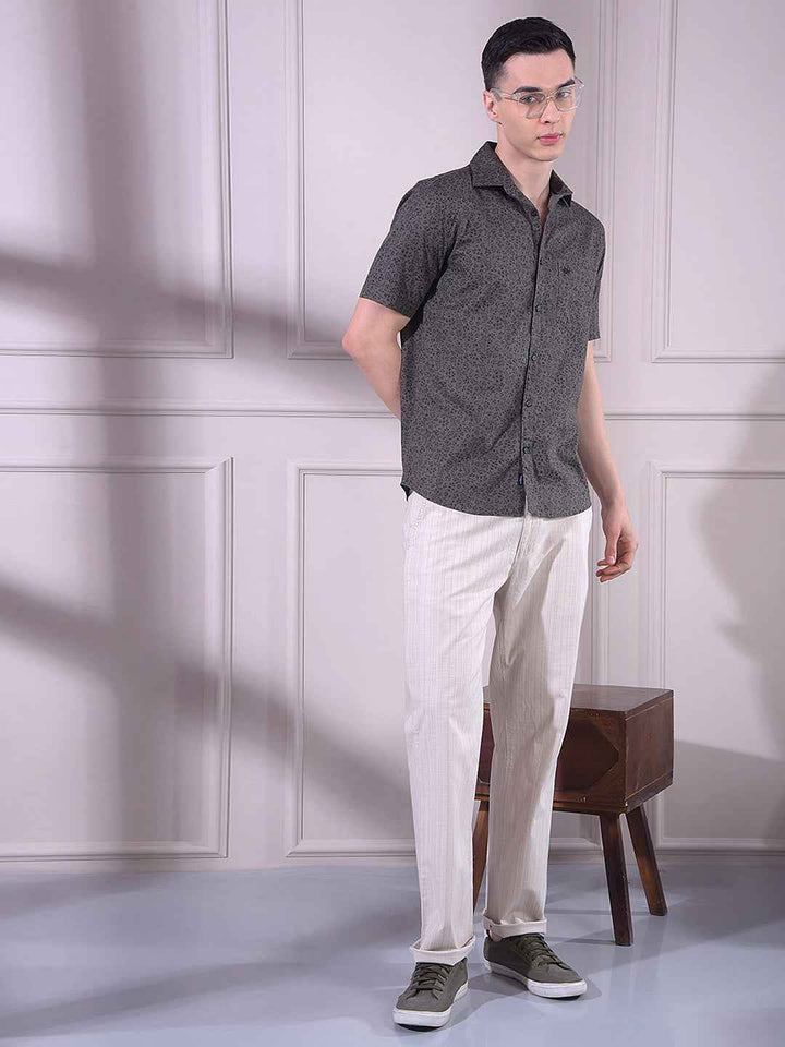 Grey Floral Print Shirt