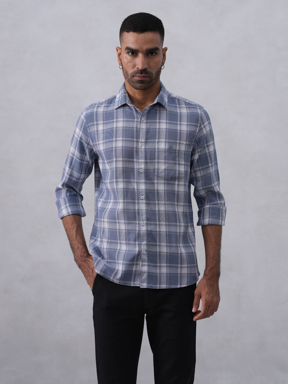 Blue Checked 100% Cotton Shirt