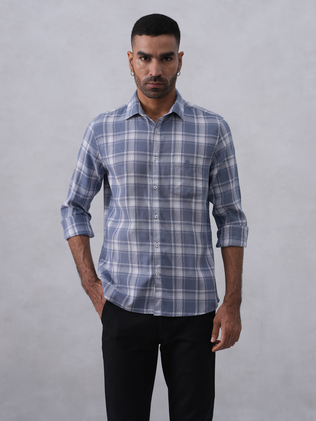 Blue Checked 100% Cotton Shirt
