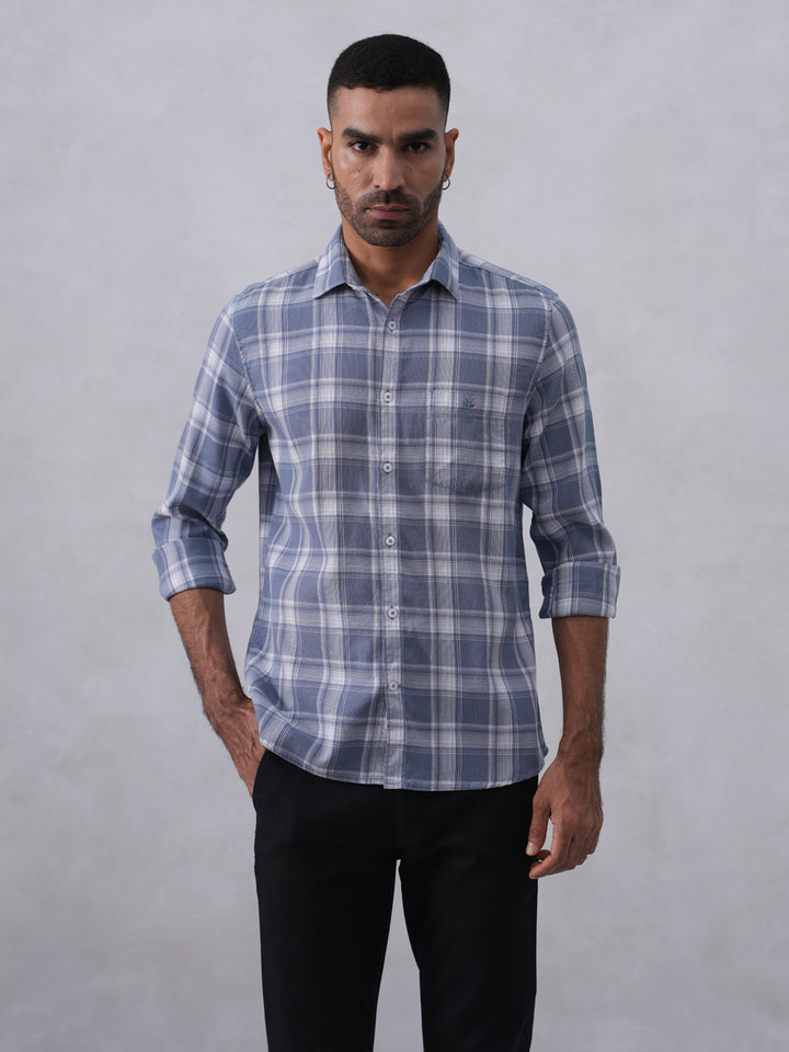 Blue Checked 100% Cotton Shirt