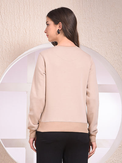 Beige Graphic Print Sweatshirt